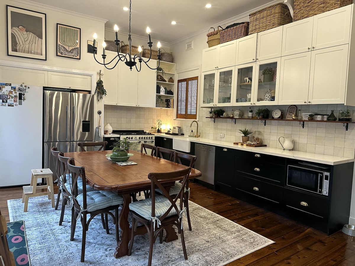 Finished kitchen and dining room in a Melbourne home